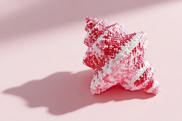 Geometric form, pink and white, spiral and fractal on a pink background