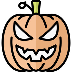 pumpkin icon illustration design with filled outline