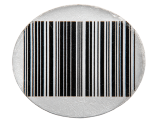 Circular Barcode Sticker for Product Identification Authentic Detail Close-Up of a Round Barcode Label Ideal for Retail, Inventory, or Product Tracking on Transparent Background High-Resolution Image