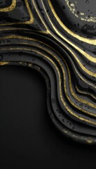 Elegant Organic Texture Gradient Background Featuring Modern Black and Golden Lines in Curved Design