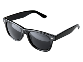 Sleek Black Framed Sunglasses with Dark Lenses on Transparent Background Accessory Style Stylish Modern Look Eye Protection Eyewear Design Fashion Forward