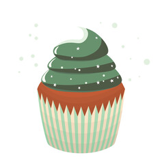 Muffin cake, sweet cupcake with cream, delicious pastries. Modern vector illustration, logo for cafe, restaurant, pastry shop. Dessert icon. Symbol for a candy bar.