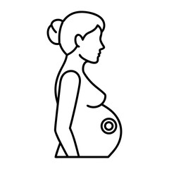 Illustration of a pregnant woman in profile, symbolizing fertility, motherhood, and anticipation of a new life