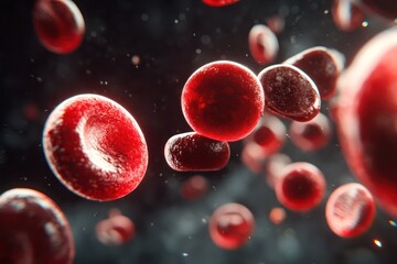 Close-up of Red Blood Cells Floating in the Bloodstream
