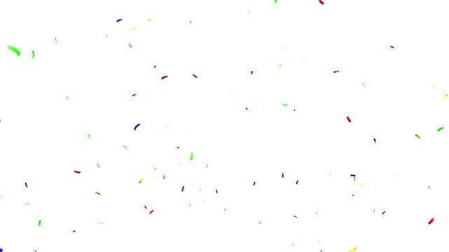 3D animation of exploding confetti Isolated background. Confetti Explosion on Green Screen. Colorful сonfetti explosion on a white  backgrounds. alpha channel
