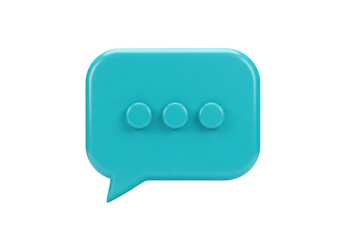 Isolated teal speech bubble with three ellipsis dots indicating typing or loading message