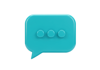 Isolated teal speech bubble with three ellipsis dots indicating typing or loading message