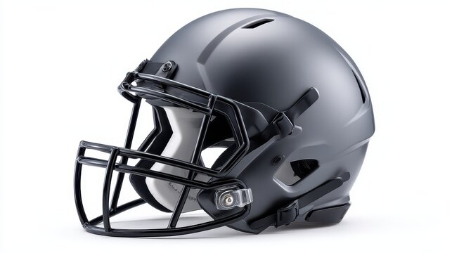 A sleek, modern black football helmet designed for safety and performance in sports. - Powered by Adobe