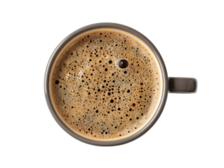 Dark Roasted Coffee Cup Aerial View Fresh Brewed Coffee Top View Detailed Coffee Bubbles Texture Minimalist Coffee Theme Illustration Stock Image