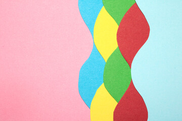 Simple Paper Card Primary Colour Wave Flowing Wavy Geometric Shapes in Multicolour Rainbow Calm...