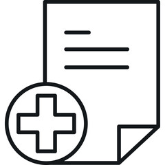 Medical Document With Plus Sign Icon Representing Health Care Record Or Prescription On Transparent Background