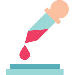 Medical Dropper With Pink Liquid Dripping Onto Blue Surface Scientific Research And Healthcare Concept Vector Illustration