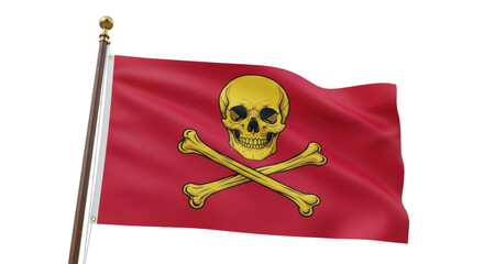 Isolated Waving Flag with Skull and Crossbones, a Symbol of Rebellion and Nautical History