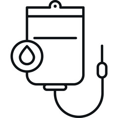 Medical IV Bag Icon With Drop Symbol For Blood Transfusion or Hydration Therapy Health Care Symbol Transparent Background Outline Style