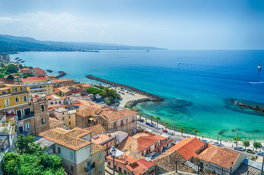 Aerial bird-view of Pizzo Calabro coastline, Italy