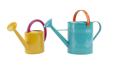 Isolated two decorative watering cans, gardening tool, summer and spring garden theme