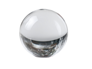 Mystic Sphere: White Glass Ball with Cloud Reflection - Abstract Photography Concept on Transparent Backdrop