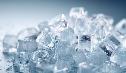 Obraz premium Close Up Of Shiny Clear Ice Cubes Displayed With Soft Lighting