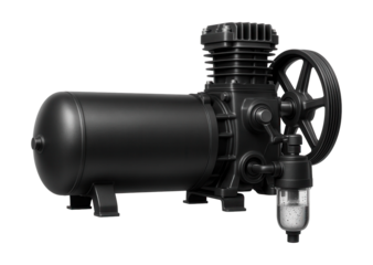 Horizontal piston compressor featuring a moisture trap for dependable use in humid