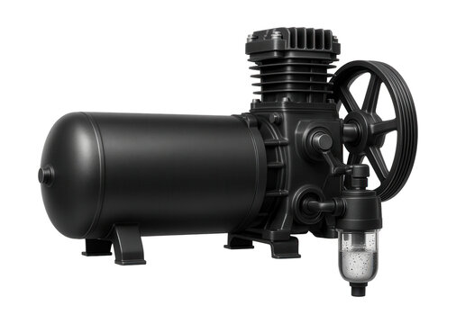 Horizontal piston compressor featuring a moisture trap for dependable use in humid