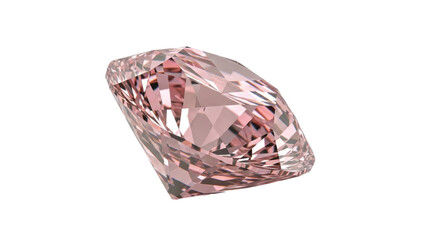 Isolated faceted pink gem design, crystal jewel in jewelry, precious stone, mineral rock