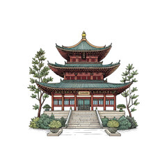 Obraz premium chinese pagoda flat design, vector art, oriental temple icon