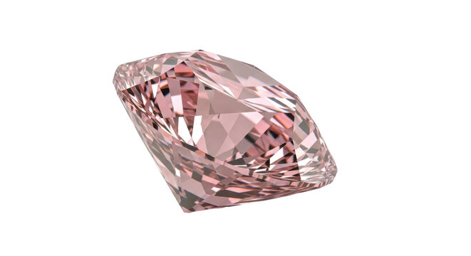 Isolated faceted pink gem design, crystal jewel in jewelry, precious stone, mineral rock