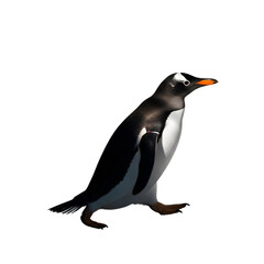 Naklejka premium Emperor penguin front pose, isolated PNG, soft natural light, detailed feathers.