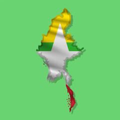Vector flag Myanmar in the form of a map