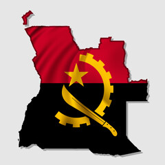Vector flag of Angola in the form of a map