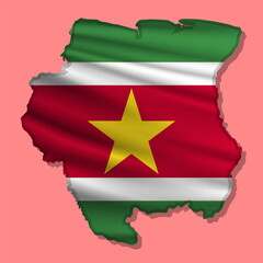 Vector flag Suriname in the form of a map