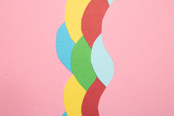Simple Paper Card Primary Colour Wave Flowing Wavy Geometric Shapes in Multicolour Rainbow Calm...