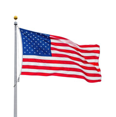 Obraz premium American flag waving on a pole transparent background cutout png