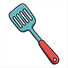 simple kitchen spatula with handle vector art isolated white