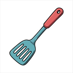 simple kitchen spatula with handle vector art isolated white