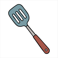 simple kitchen spatula with handle vector art isolated white