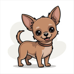 cute cartoon puppy with wagging tail vector art isolated white
