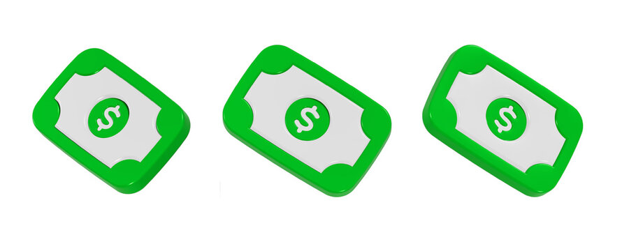 cash generic green icon 3d rendering
