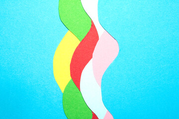 Simple Paper Card Primary Colour Wave Flowing Wavy Geometric Shapes in Multicolour Rainbow Calm...