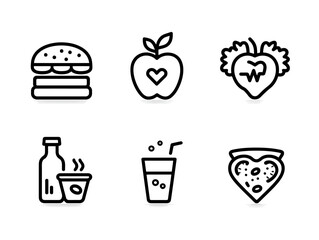 Minimalist Vector Food Icon Set in Black Line Style for Restaurant and Beverage Branding