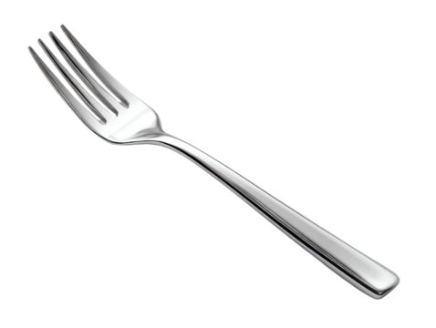 Modern Elegant Fork Utensil Isolated on Transparent Backdrop Fine Dining Essential Silverware Kitchenware Equipment Meal Preparation Steel Dinnerware Flat Lay Mockup Food Photography - Powered by Adobe
