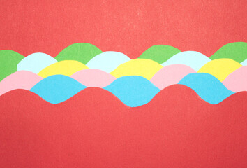 Simple Paper Card Primary Colour Wave Flowing Wavy Geometric Shapes in Multicolour Rainbow Calm...