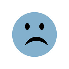 Sad blue emoji face symbol on transparent background