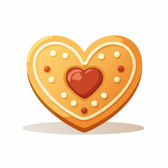 Golden heart flat vector cookie illustration