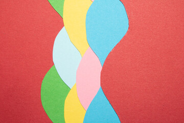 Simple Paper Card Primary Colour Wave Flowing Wavy Geometric Shapes in Multicolour Rainbow Calm...