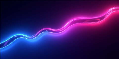 Abstract wavy neon light streaks in vibrant blue and pink against dark background