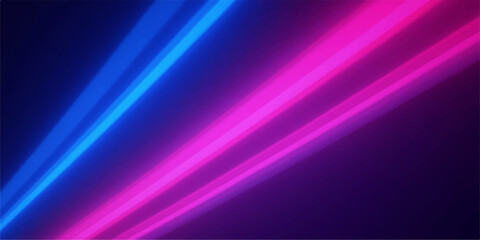 Abstract diagonal streaks of vibrant blue and pink neon light on dark background
