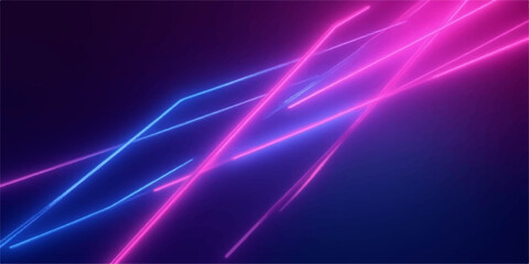 Abstract neon light streaks in pink and blue create a dynamic futuristic background