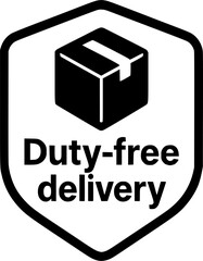 Duty-Free Delivery stamp, minimalist vector logo design, customs free shipping label, import tax free sign, clean typography badge for e-commerce, international trade and logistics
