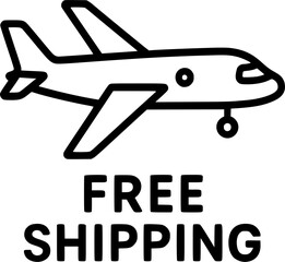 Free Shipping stamp, minimalist vector logo design, fast delivery label, duty free and customs free sign, clean typography badge for e-commerce, global logistics and online store promotion